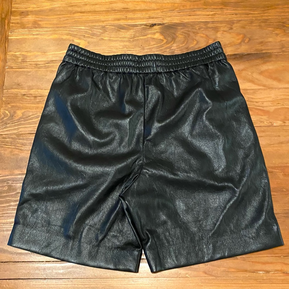 Babaton Black High-Waist Faux Leather Shorts